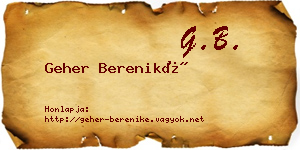 Geher Bereniké névjegykártya